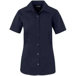 Ladies Short Sleeve Empire Shirt Navy Front